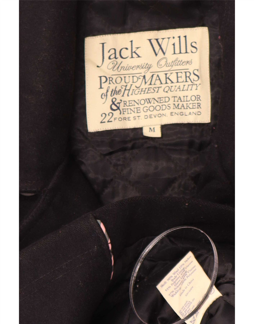 Casaco masculino Jack Wills Pea UK 38 lã azul marinho médio