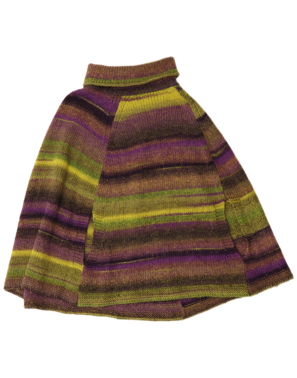 Poncho Jumper feminino vintage UK 16 grande listrado multicolorido