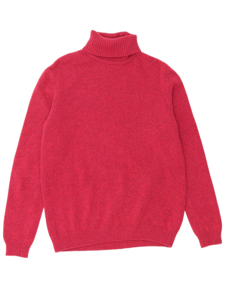 Suéter feminino WoolOvers com gola redonda, tamanho UK 16, grande, rosa, lã nova