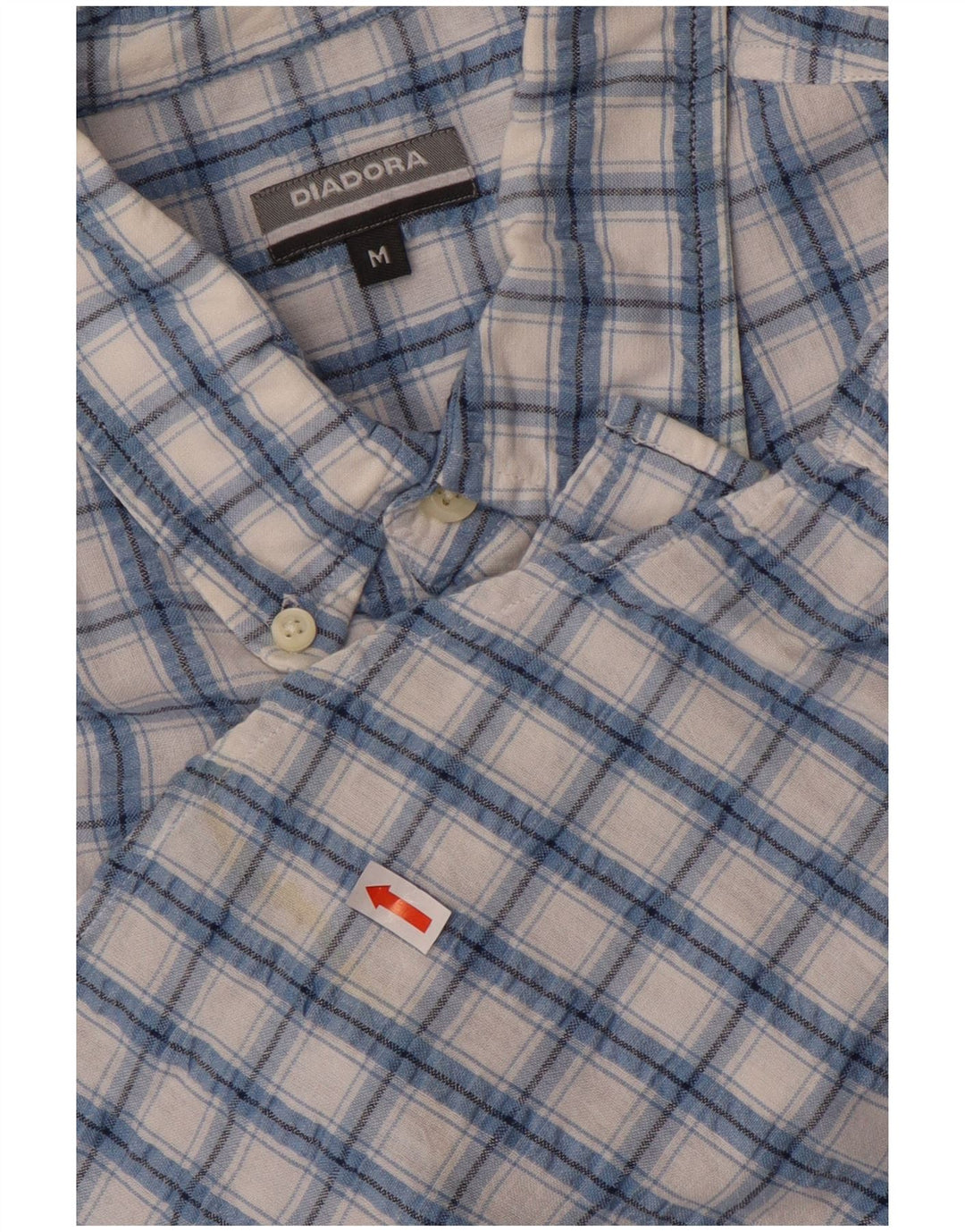 Camisa masculina de manga curta DIADORA algodão xadrez azul médio