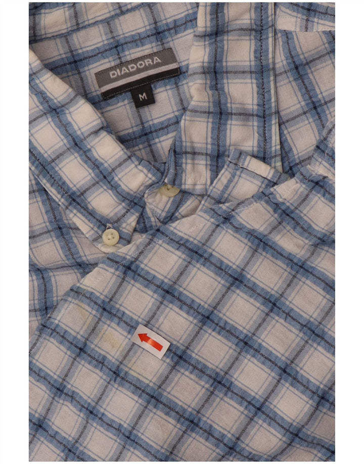 Camisa masculina de manga curta DIADORA algodão xadrez azul médio