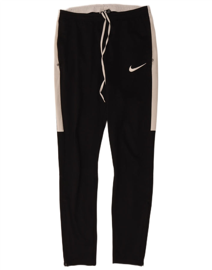 Calça de treino feminina Nike UK 10 pequena preta colorblock poliéster
