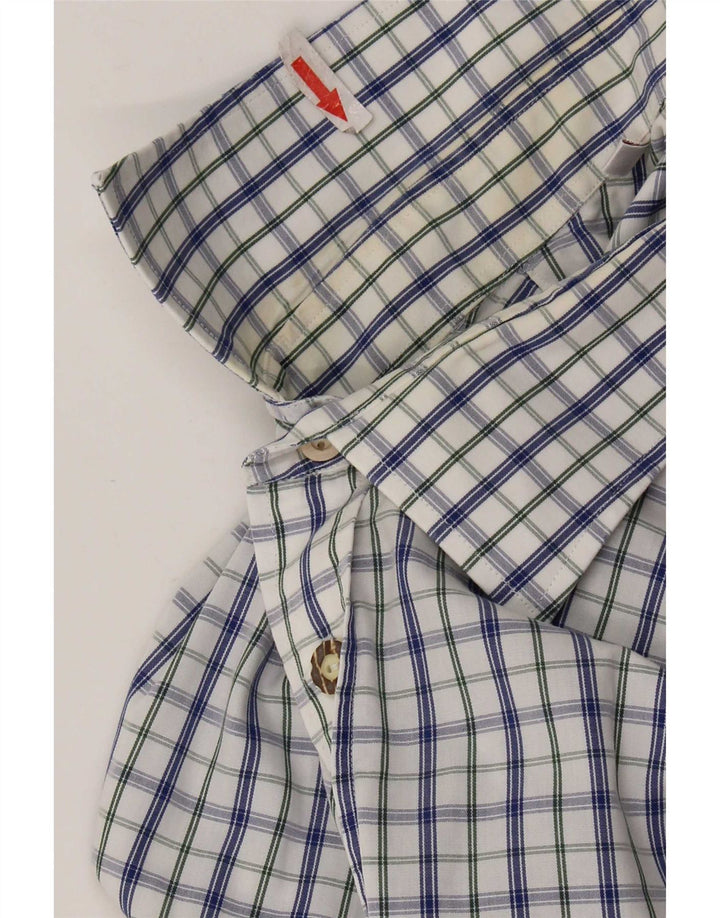 Camisa masculina Gloriette tamanho 43 grande algodão xadrez branco