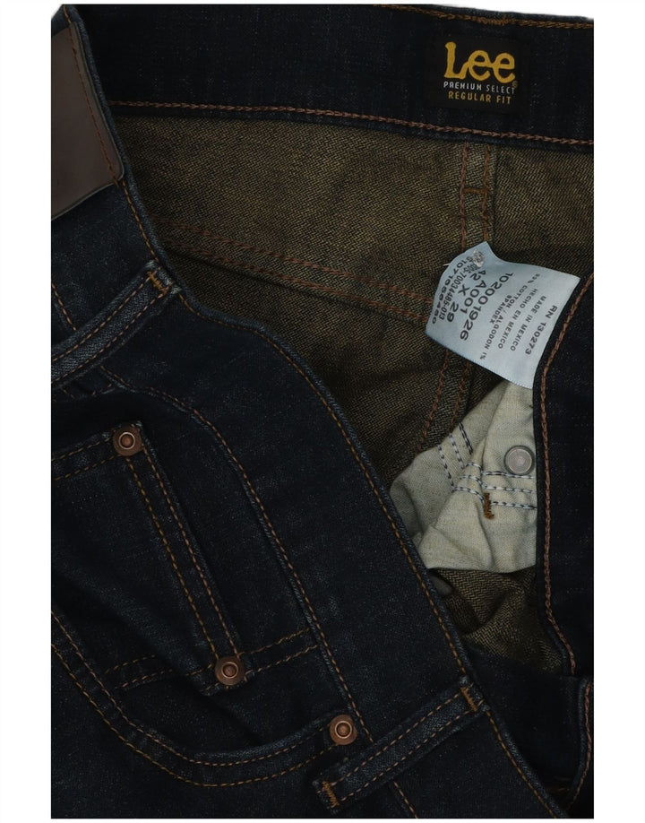 Lee Mens Regular Fit Straight Jeans W42 L29 Azul Marinho Algodão