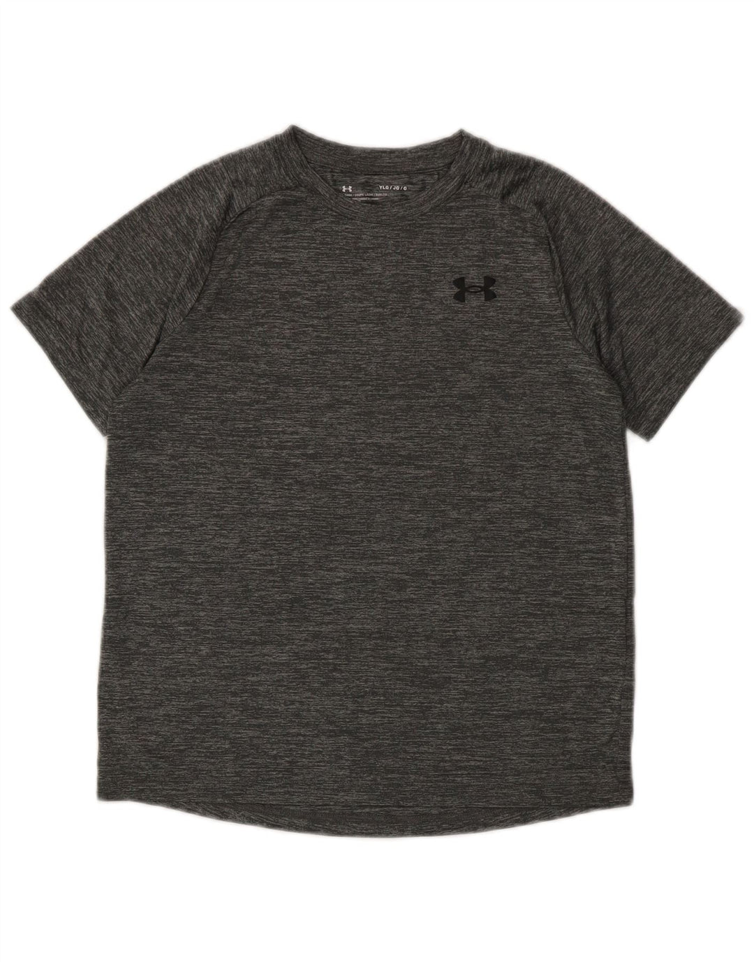 Camiseta Under Armour Boys Top 11-12 anos grande poliéster manchado cinza