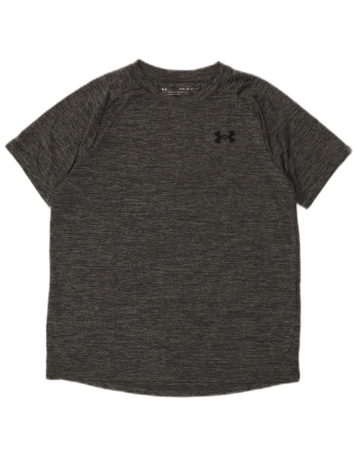 Camiseta Under Armour Boys Top 11-12 anos grande poliéster manchado cinza