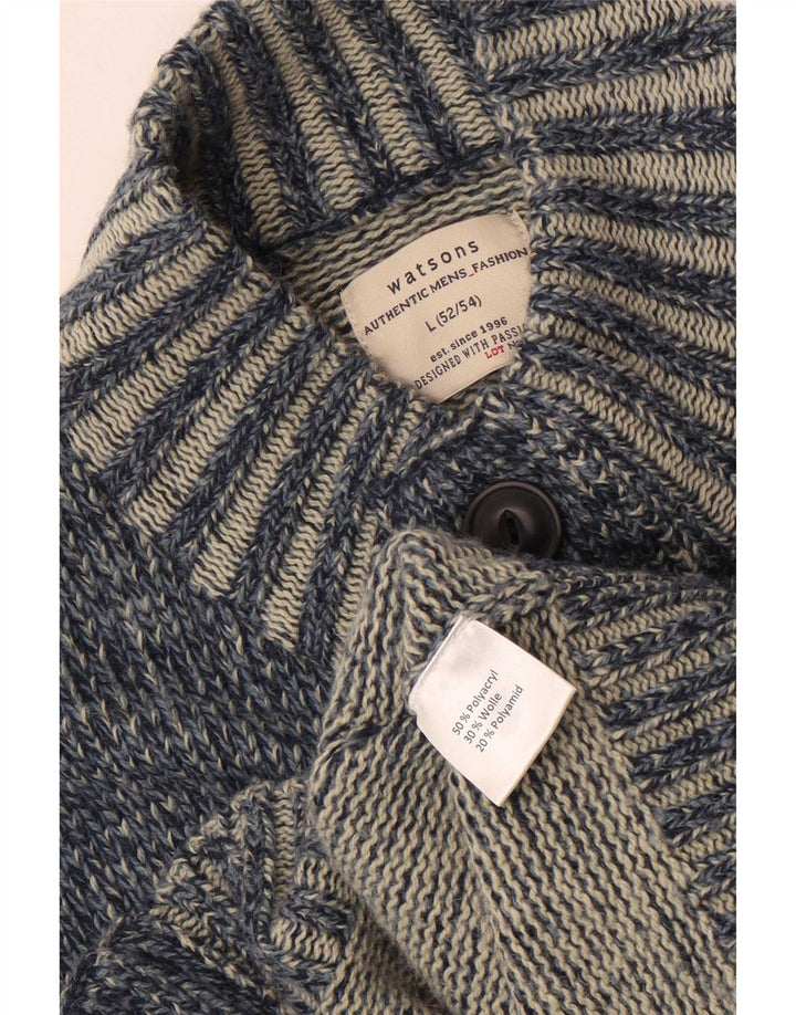 Suéter cardigã masculino Watsons UE 52/54 grande azul manchado poliacrílico