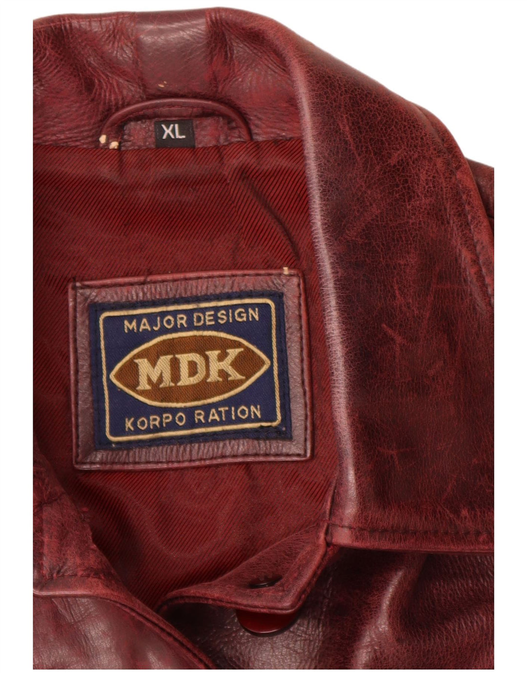 Jaqueta de couro feminina MDK Reino Unido 18 XL Borgonha