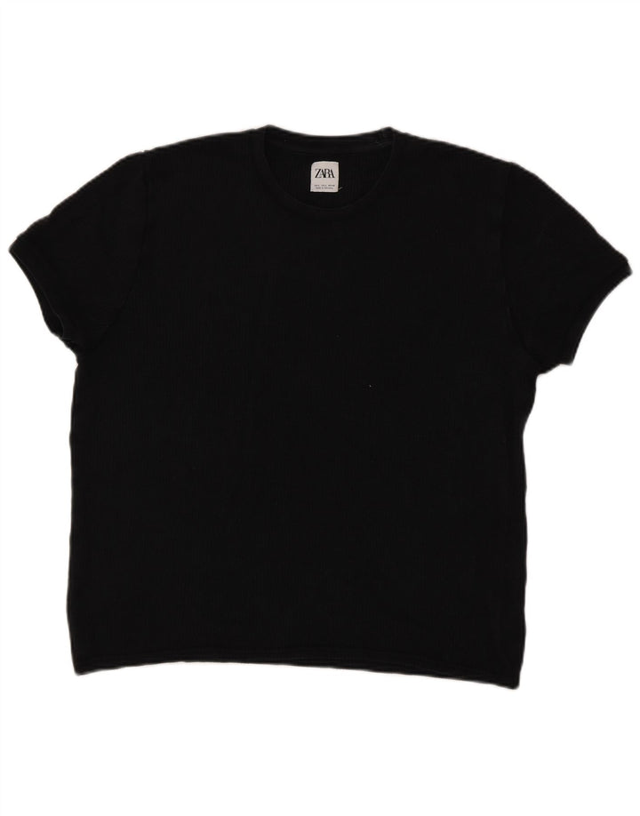 Camiseta feminina de malha Zara UK 16 grande preta