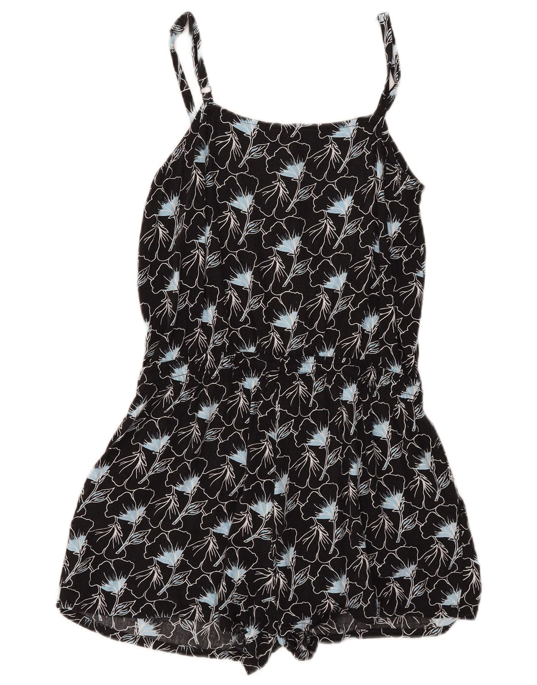Macacão feminino sem mangas Levi's UK 10 pequeno preto floral viscose