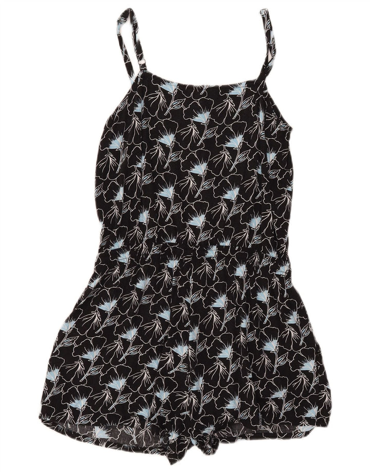 Macacão feminino sem mangas Levi's UK 10 pequeno preto floral viscose