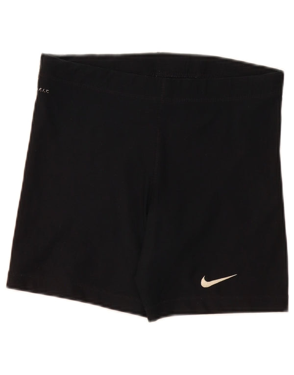 Shorts esportivos gráficos femininos Nike Dri Fit EUA 4/6 pequeno poliéster preto