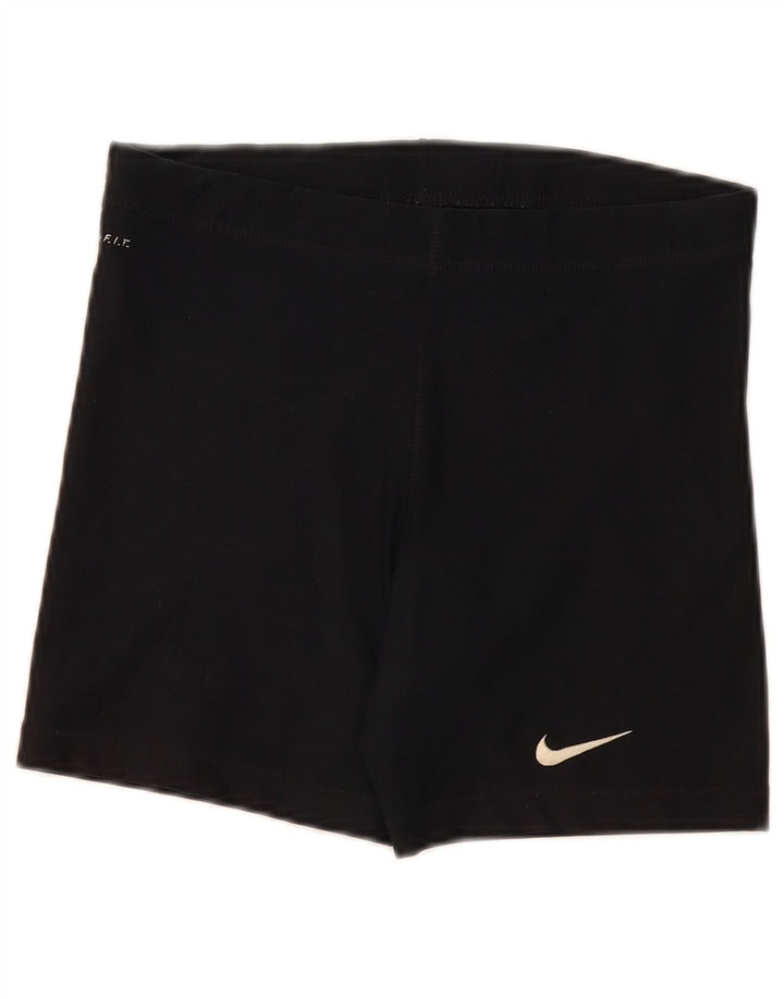 Shorts esportivos gráficos femininos Nike Dri Fit EUA 4/6 pequeno poliéster preto