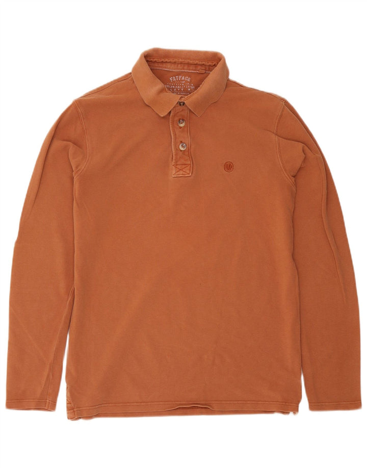 Camisa polo masculina de manga comprida Fat Face pequena marrom