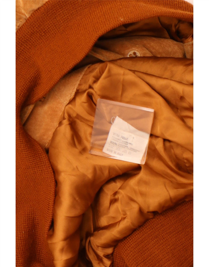 Jaqueta bomber masculina VINTAGE de camurça Reino Unido 42 XL couro marrom