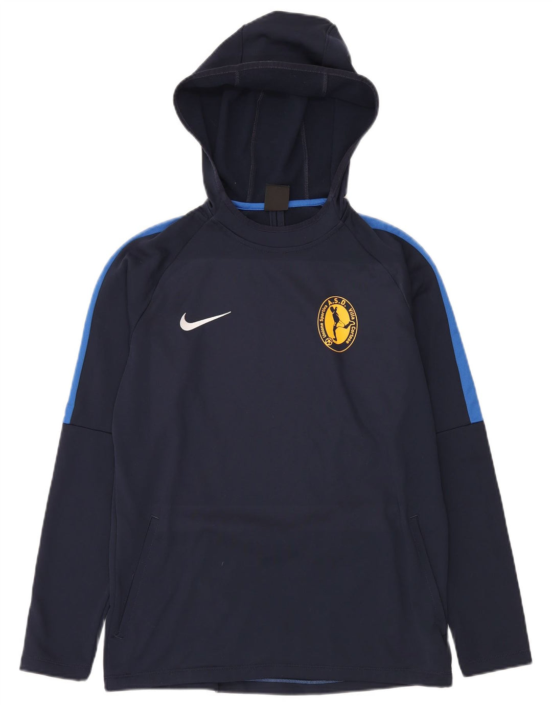 NIKE Masculino Dri Fit Hoodie Jumper Médio Azul Marinho Colourblock Poliéster