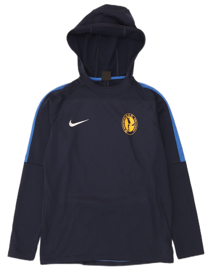 NIKE Masculino Dri Fit Hoodie Jumper Médio Azul Marinho Colourblock Poliéster