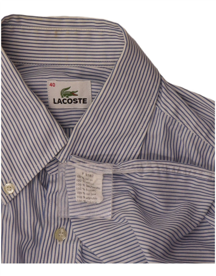 Camisa masculina Lacoste tamanho 40 algodão listrado azul marinho médio