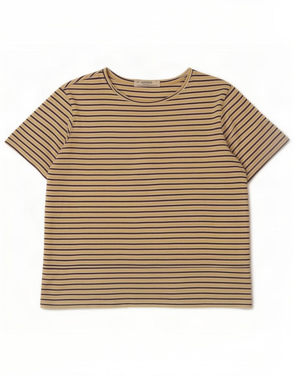 Zara Womens Trafaluc T-Shirt Top UK 14 Médio Multicolorido Risca de Giz