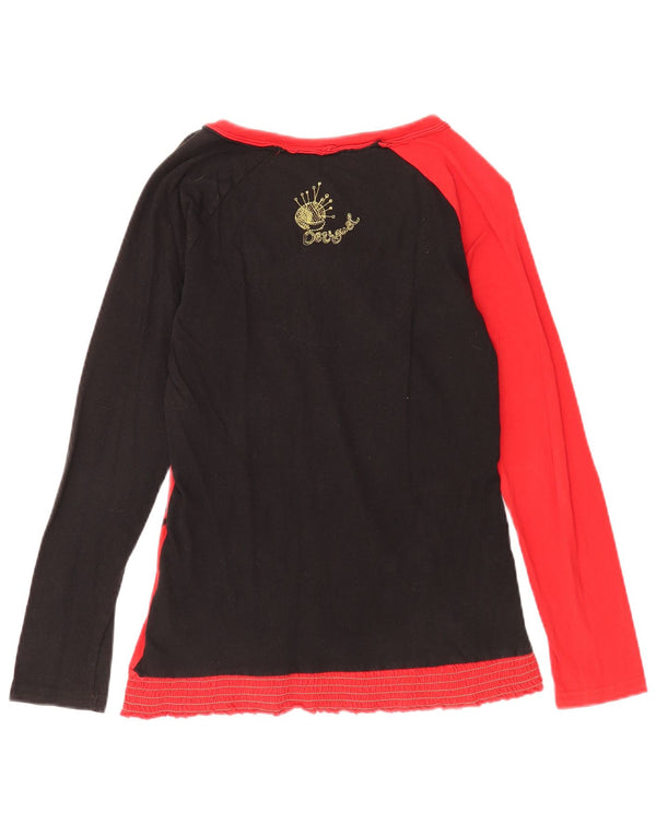 Top gráfico feminino Desigual manga comprida UK 12 médio vermelho floral