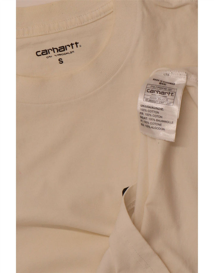 Camiseta masculina gráfica CARHARTT, pequena, de algodão off white