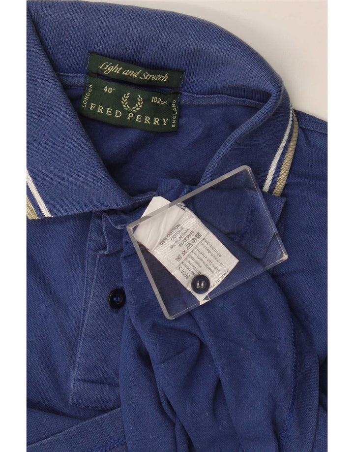 Camisa polo masculina Fred Perry pequena listrada azul marinho de algodão
