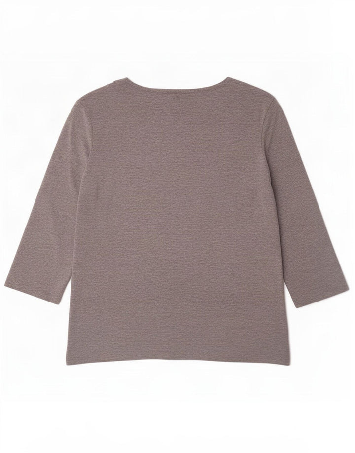 Top feminino Canda manga 3/4 Reino Unido 10 pequeno cinza manchado