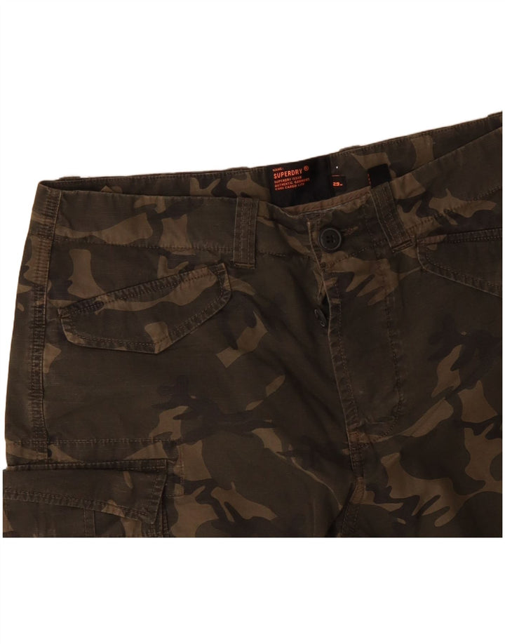 Shorts cargo masculino SUPERDRY W29 pequeno algodão camuflado cáqui