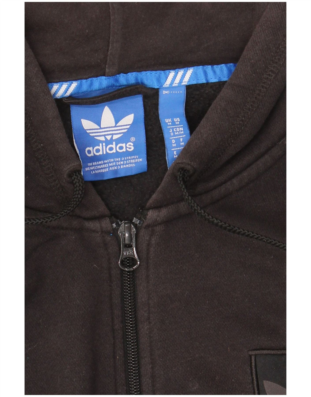 ADIDAS Mens Zip Hoodie Suéter Médio Preto