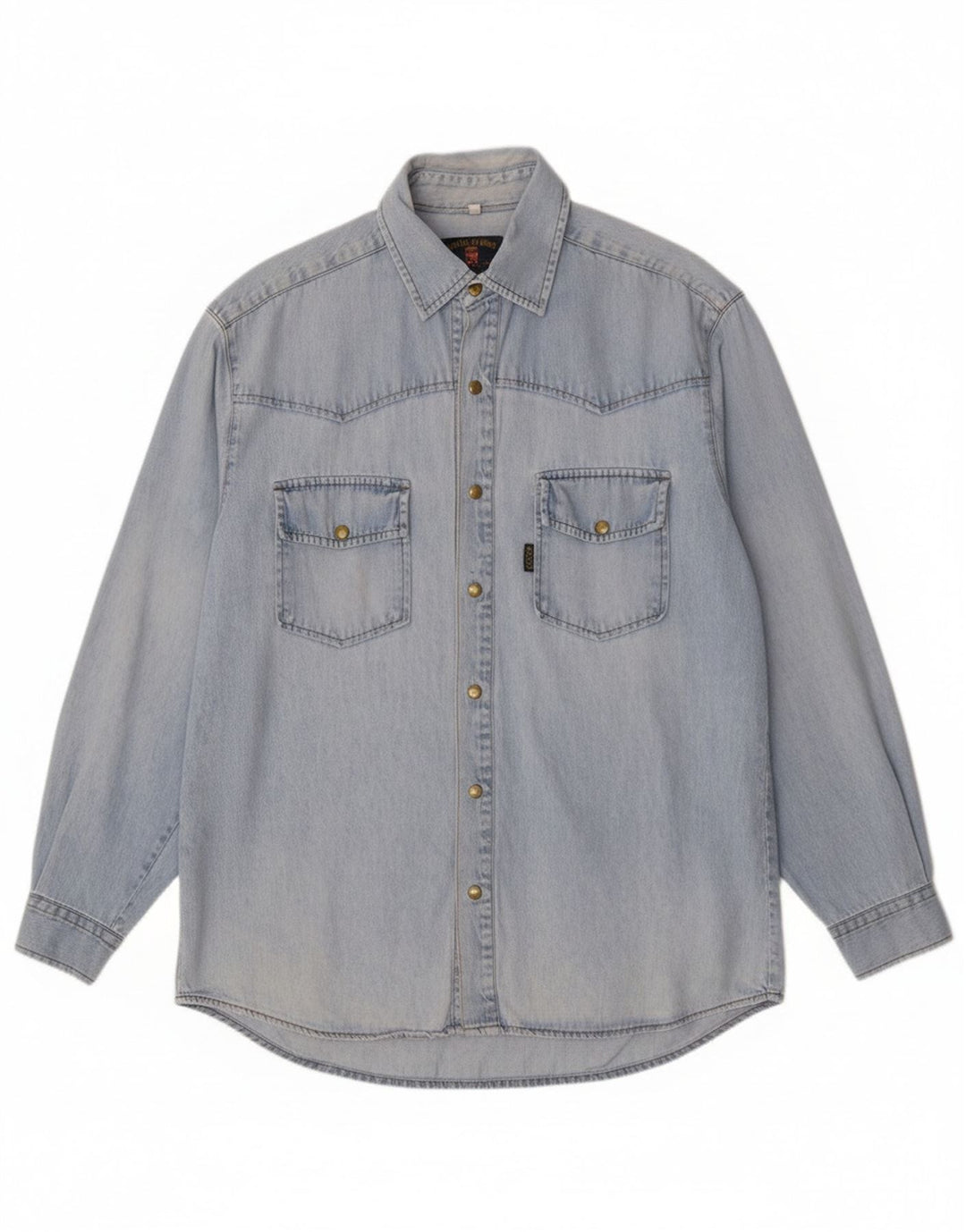 Camisa jeans masculina Armata Di Mare algodão azul médio