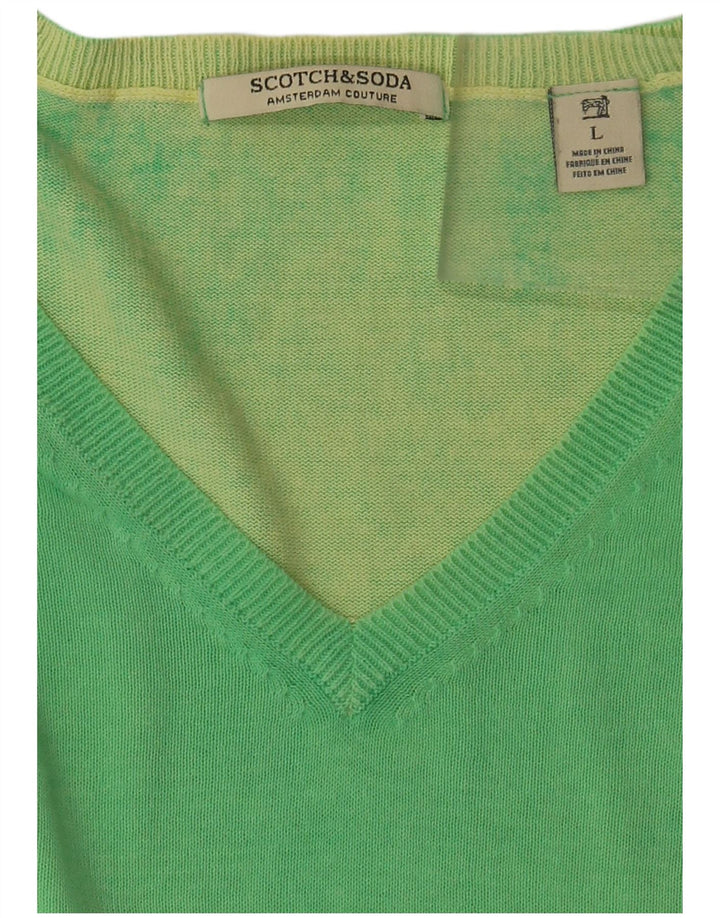 SCOTCH & SODA Suéter masculino com decote em V grande verde