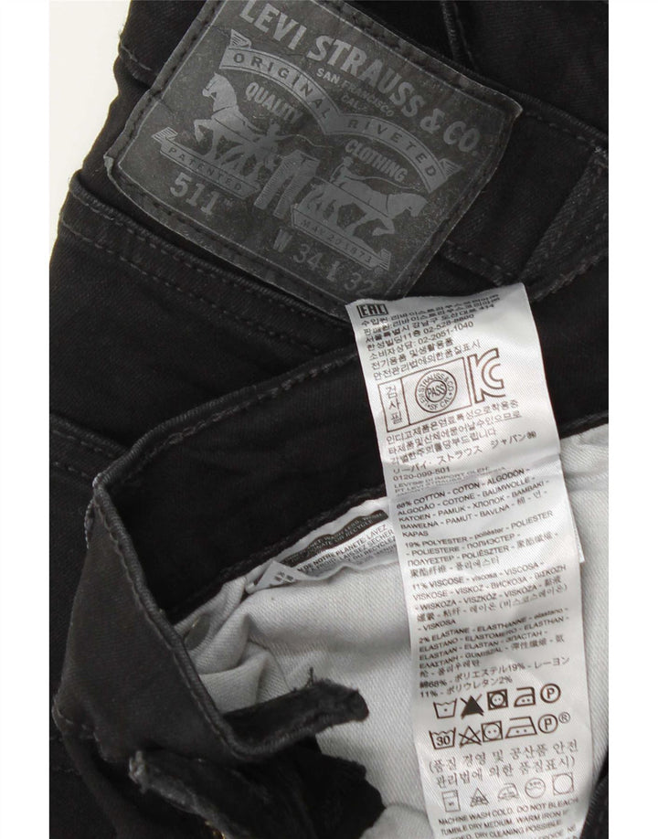 Levi's Masculino 511 Slim Jeans W34 L32 Algodão Preto
