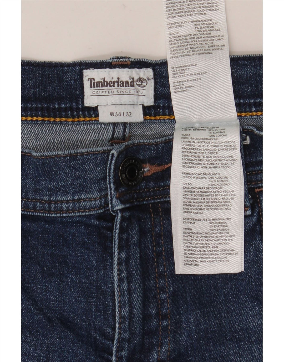 Calça jeans reta masculina TIMBERLAND W34 L32 algodão azul
