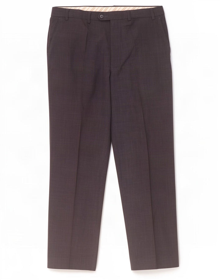 Calça masculina de terno reto Marks & Spencer W38 L33 azul marinho poliéster