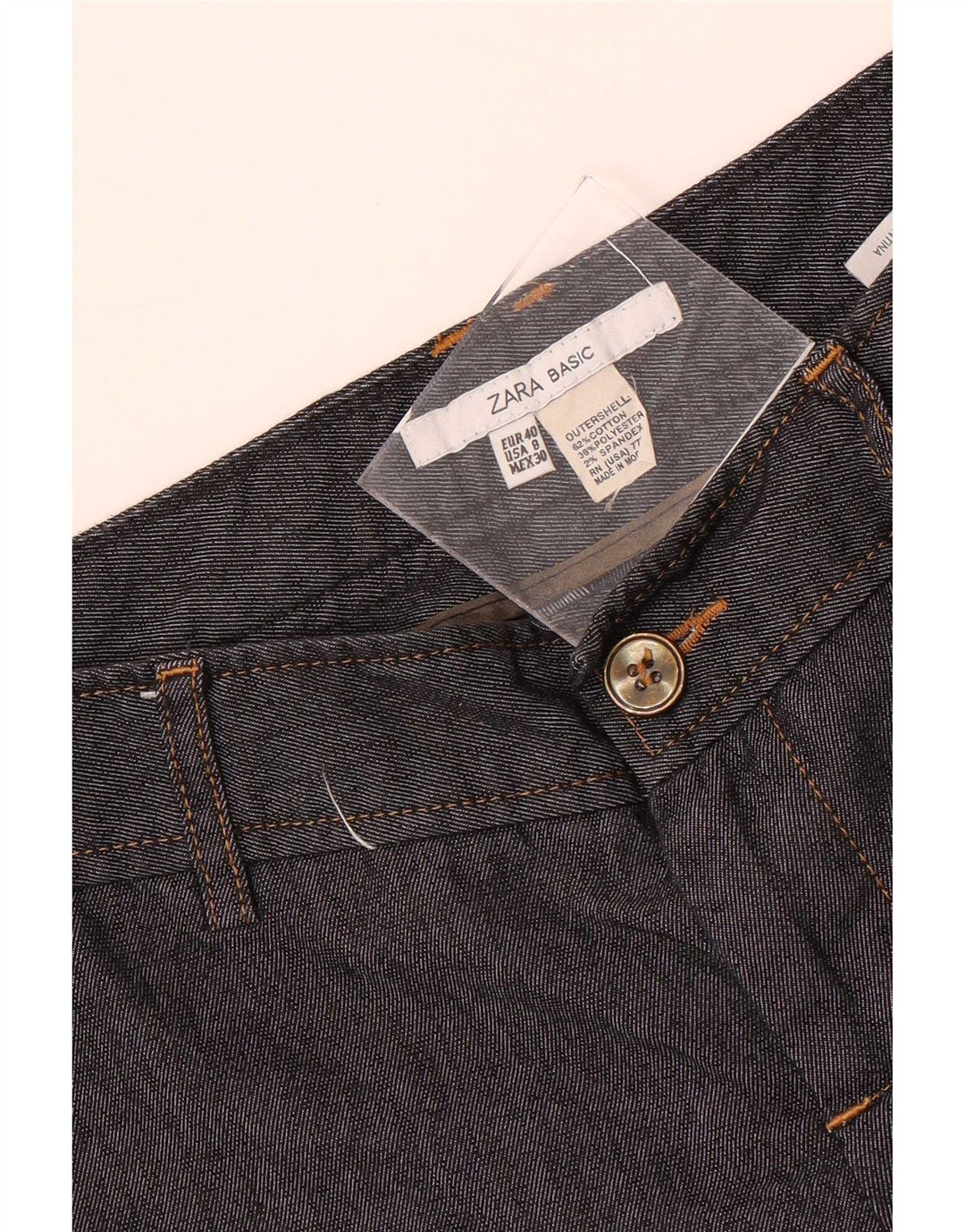 Zara Bermuda feminina Chino Shorts EU 40 Médio W30 Algodão Preto