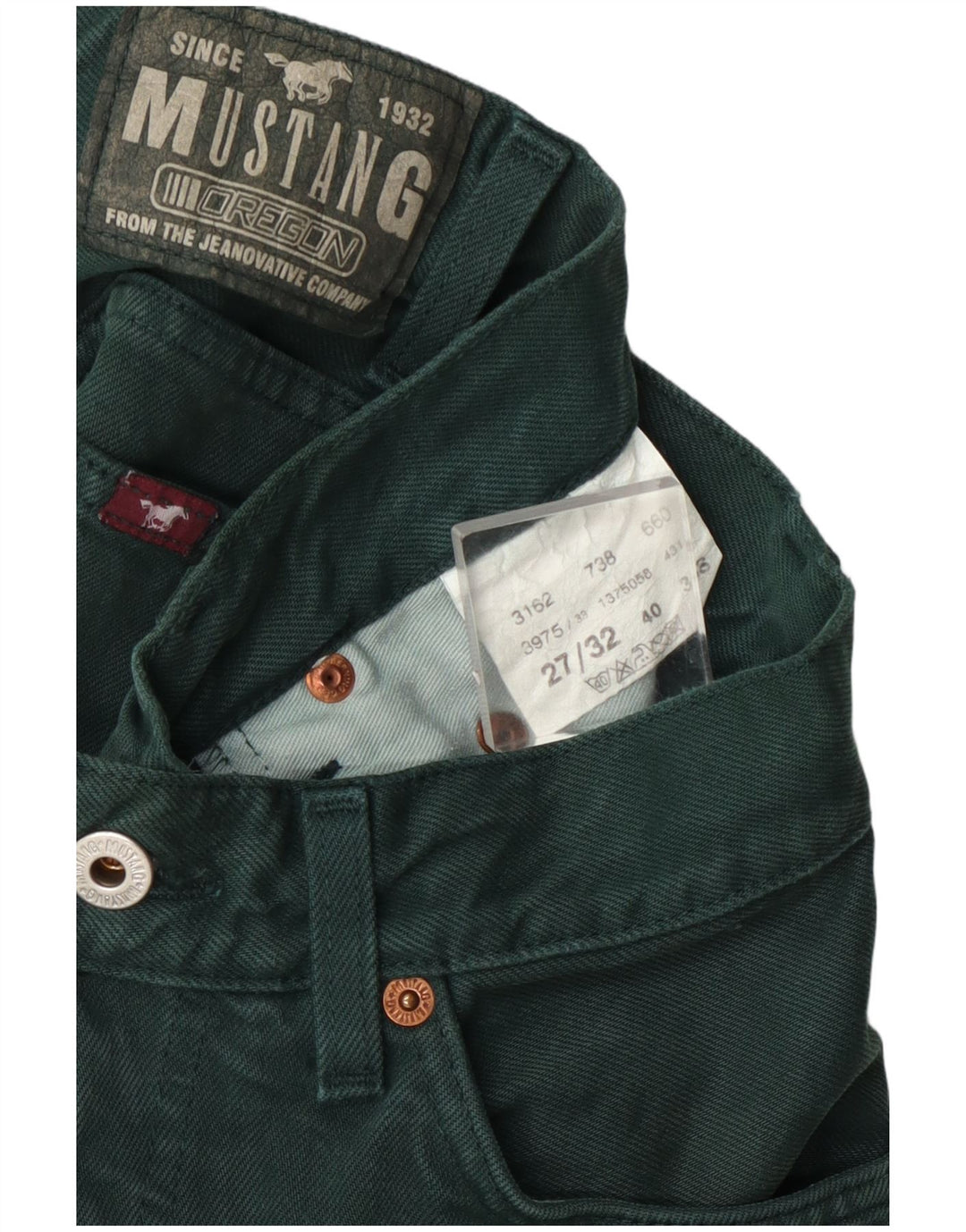 Mustang masculino reto jeans W27 L32 algodão verde