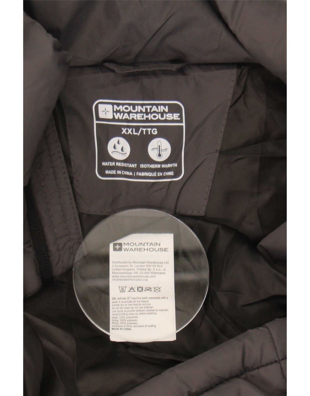 Colete acolchoado masculino Mountain Warehouse UK 44 2XL poliamida cinza