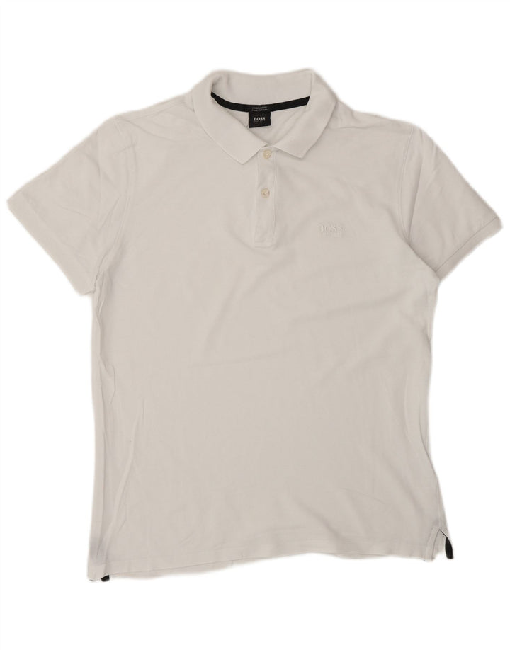 Camisa polo masculina de ajuste regular HUGO BOSS pequena branca