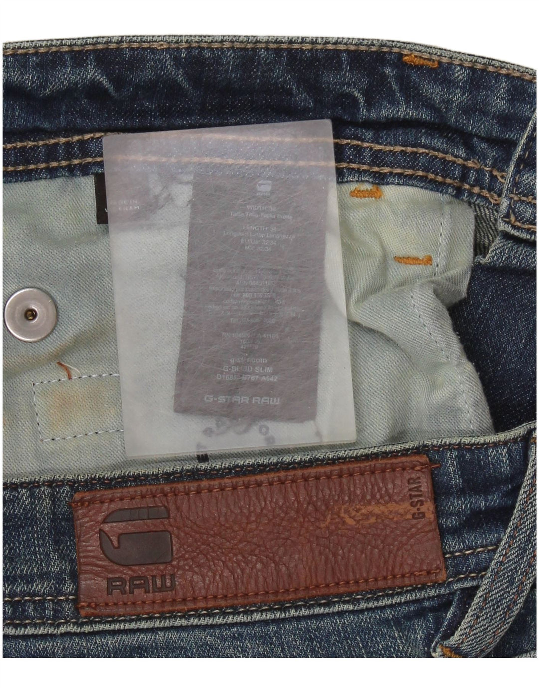 Jeans slim masculino G-STAR W32 L34 algodão azul
