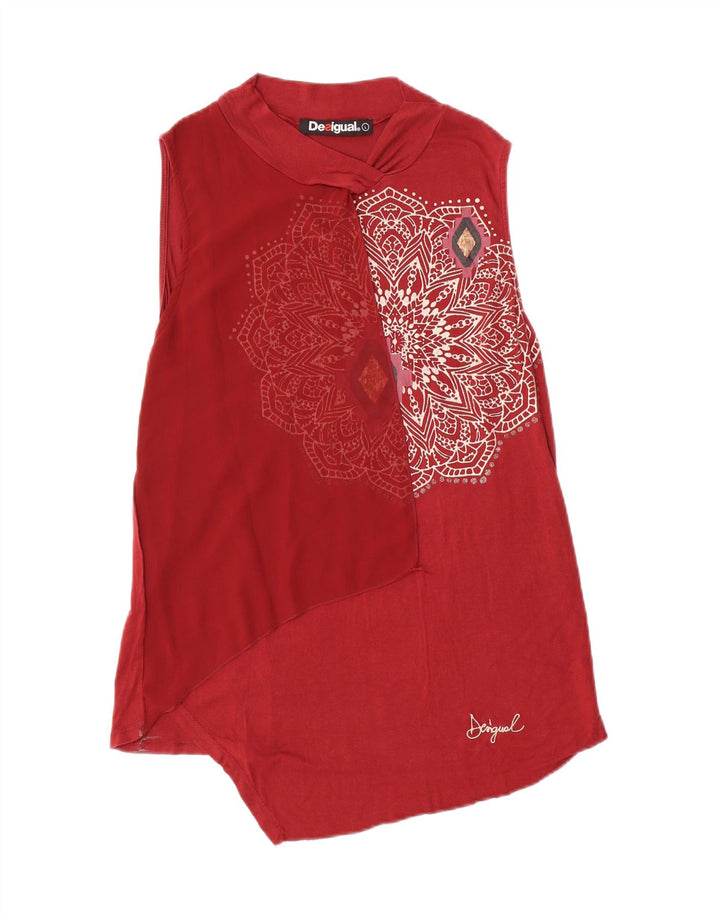 Blusa feminina sem alças Desigual Top UK 16 grande vermelho floral