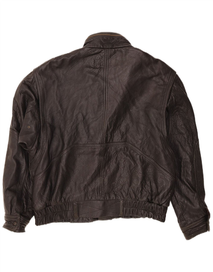 Jaqueta de couro masculina vintage IT 56 3XL couro preto