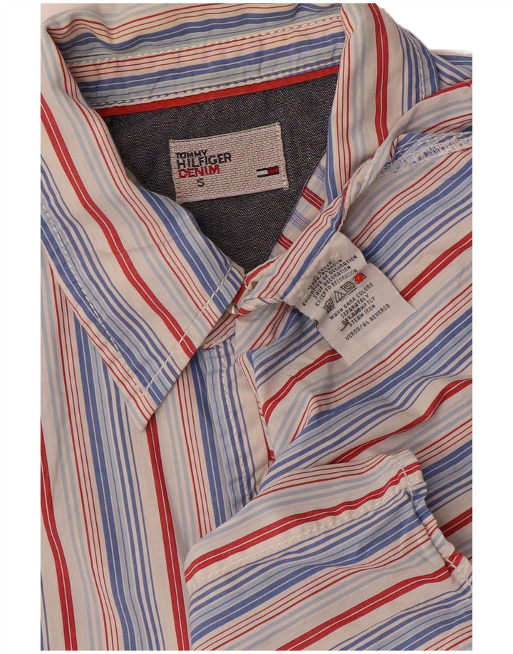 Camisa masculina Tommy Hilfiger pequena listrada multicolorida de algodão
