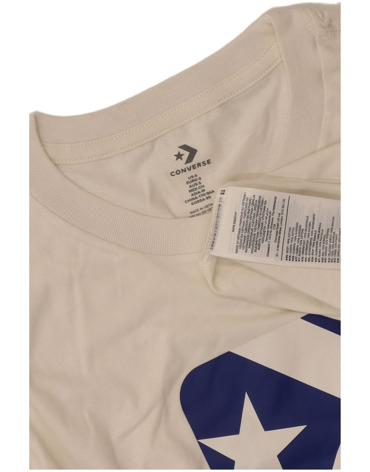 Converse Mens Graphic T-Shirt Top Pequeno Algodão Branco