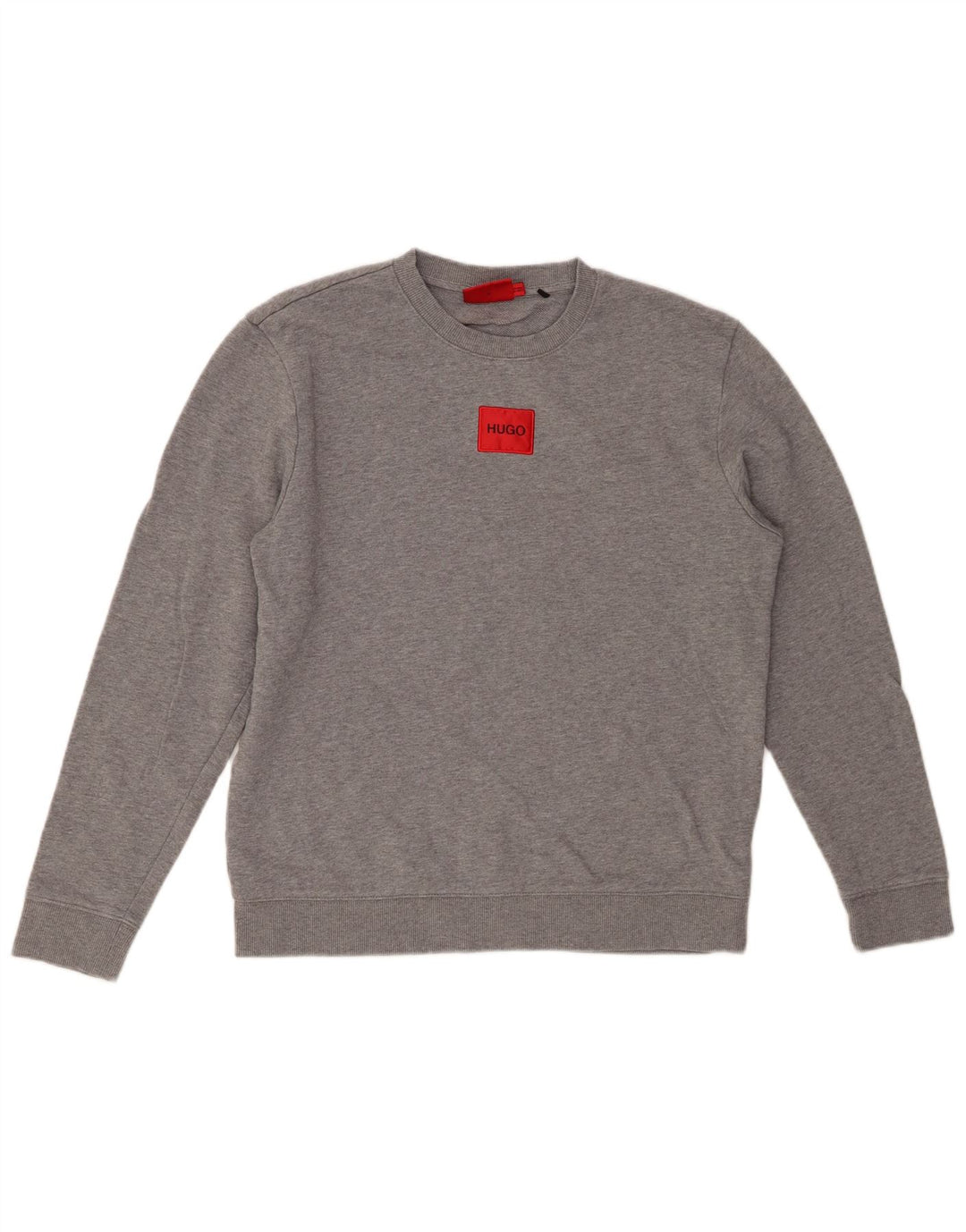 Suéter feminino HUGO BOSS UK 14 algodão manchado cinza médio