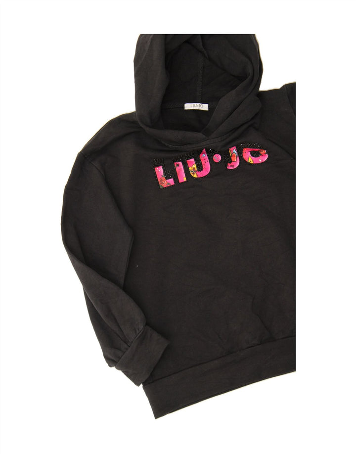 LIU JO Girls Graphic Hoodie Jumper 9-10 Years Black Vintage Liu Jo and Second-Hand Liu Jo from Messina Hembry 