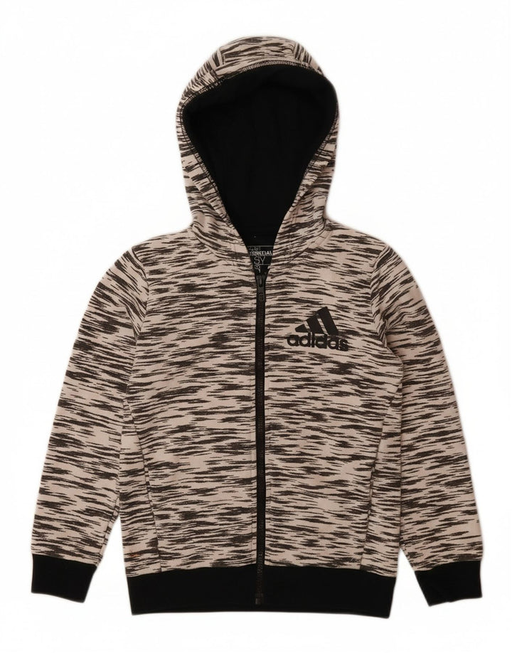 ADIDAS Suéter masculino Climalite Zip com capuz 7-8 anos cinza manchado de poliéster