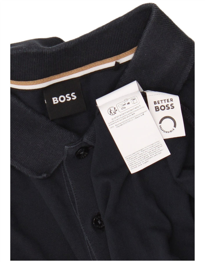 Camisa polo masculina Hugo Boss de algodão azul marinho médio