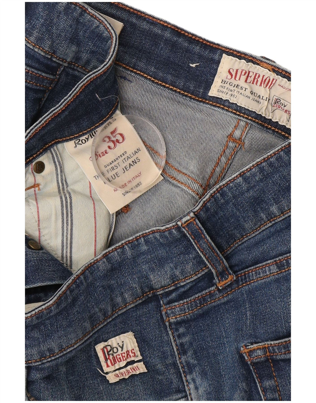 Roy Rogers Feminino Superior Slim Jeans W35 L33 Azul Algodão