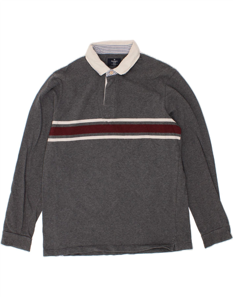 HACKETT Mens Slim Fit Long Sleeve Polo Shirt Small Grey Cotton Vintage Hackett and Second-Hand Hackett from Messina Hembry 