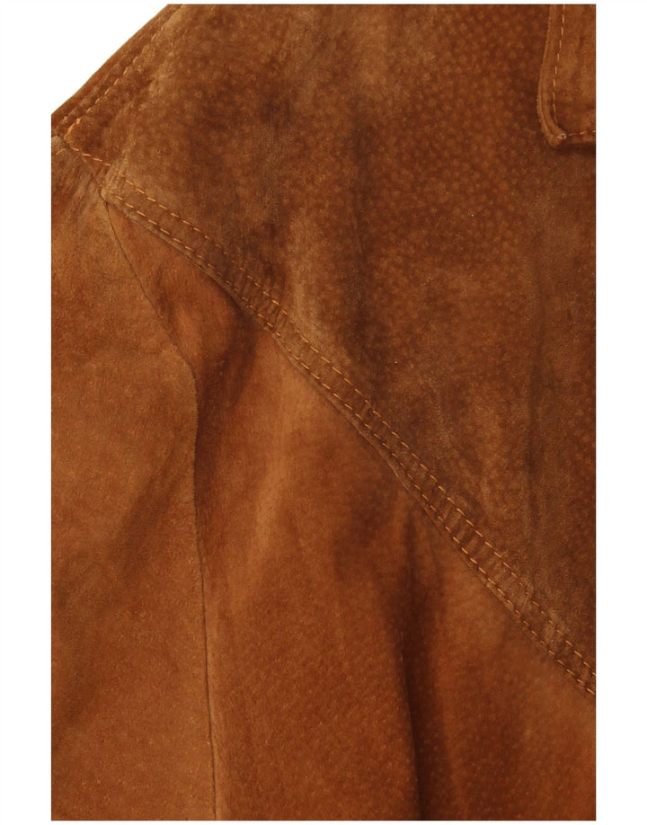 Jaqueta blazer masculina VINTAGE de camurça com 3 botões Reino Unido 42 XL marrom